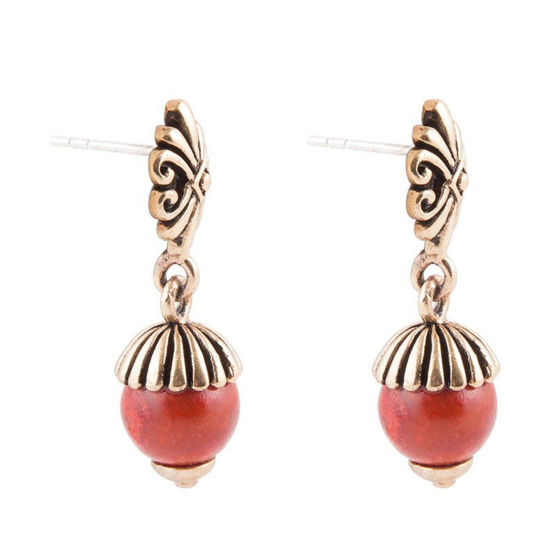 Raja Orange Sponge Coral Drop Earring