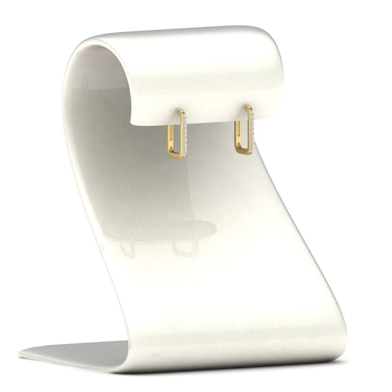 Rectangle Diamond Hoop Earring