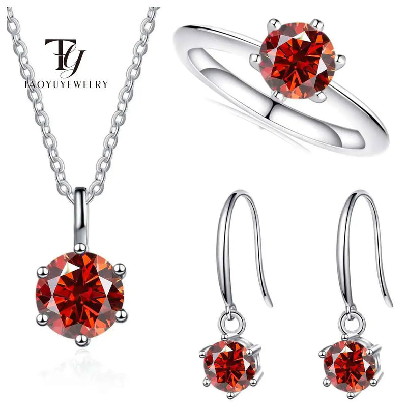 Sterling Silver 925 Moissanite Jewelry Set 2.5CT D Color Necklace Earrings