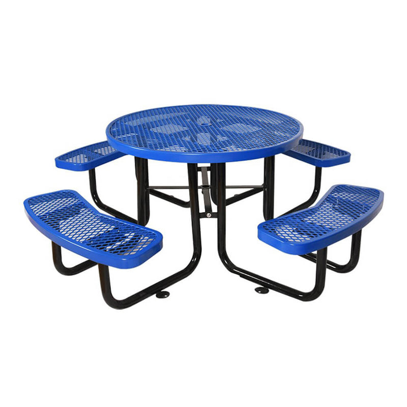 Large 46" Heavy-Duty Round Outdoor Steel Picnic Table With Umbrella Hole (SAK96428)