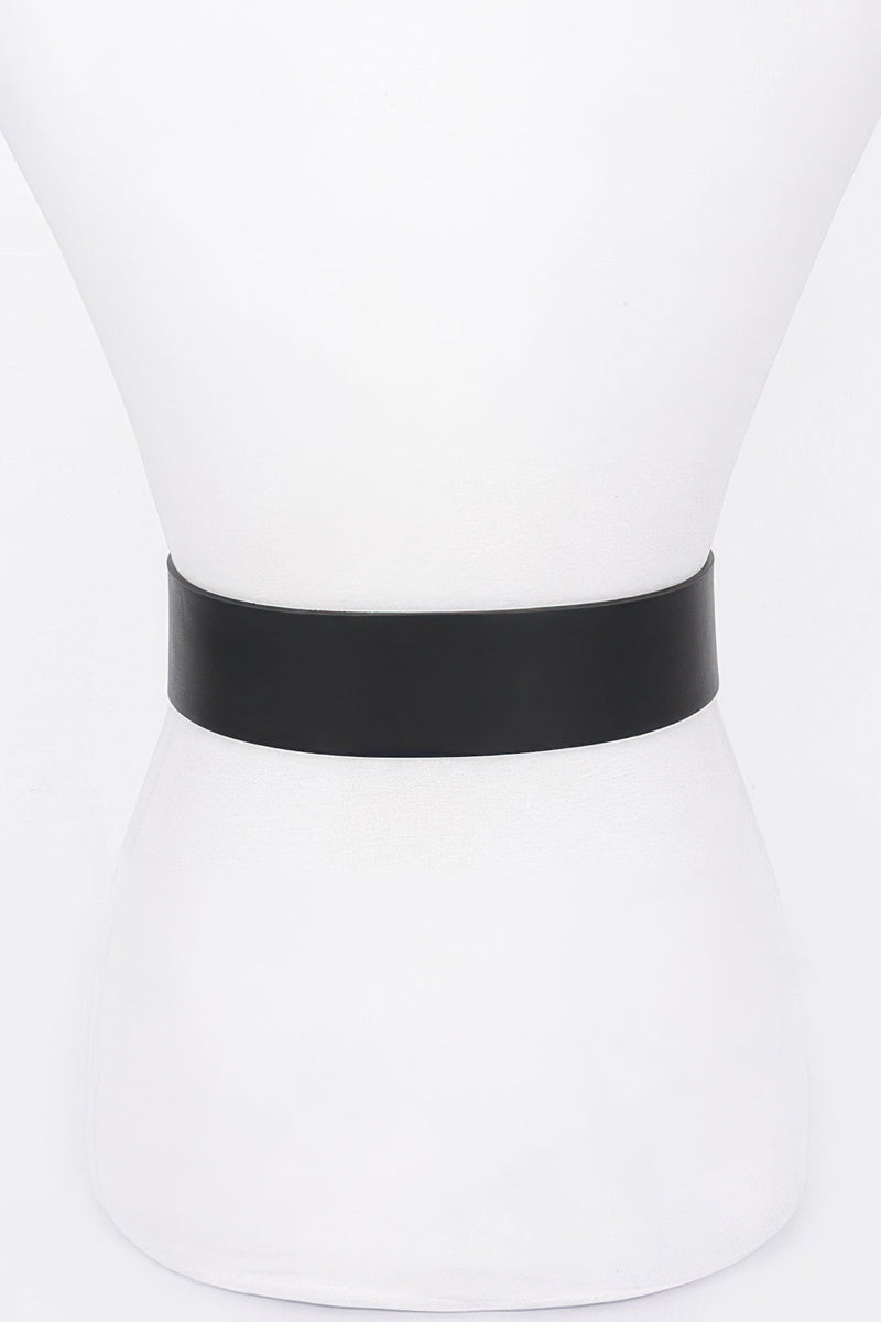 Rhinestone Metal Buckle Metallic Stretch Belt