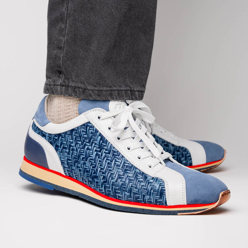 65-375-BLU RIPI Calfskin Hand Weave Sneaker Blue