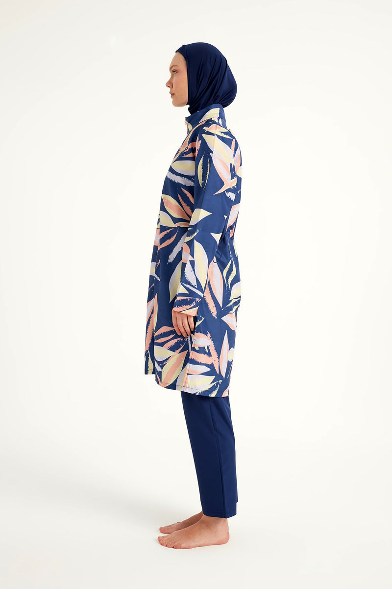 Navy Blue Full Coverage Modest Swimwear Set for Women R2508