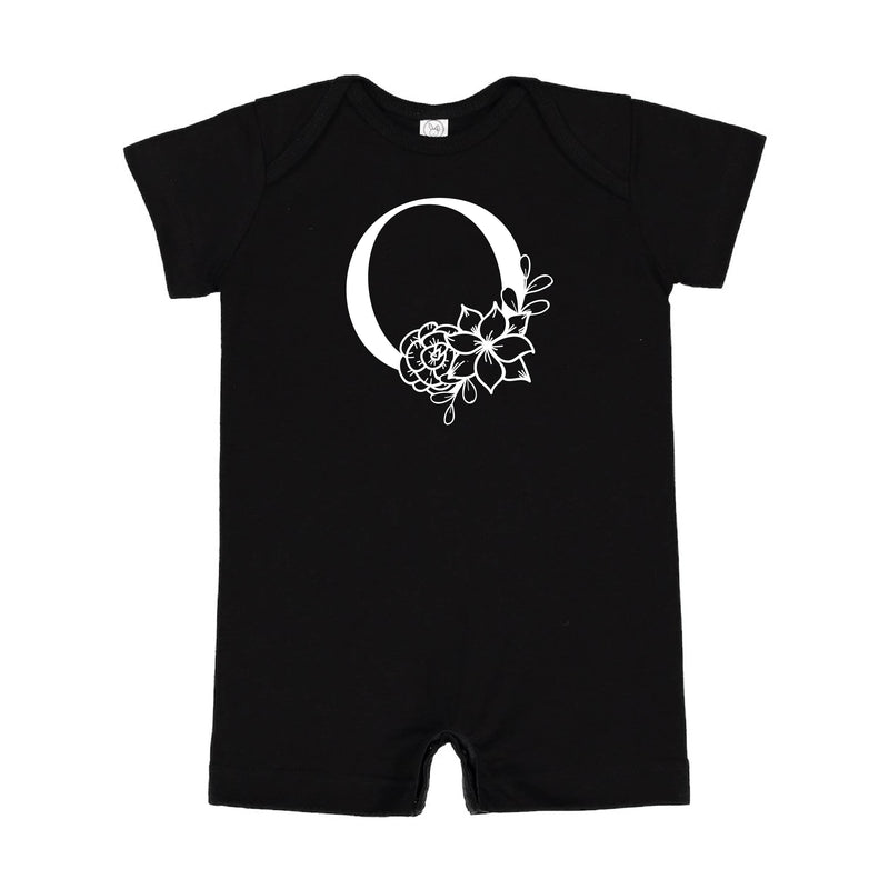 FLORAL INITIALS - Short Sleeve / Shorts - One Piece Baby Romper