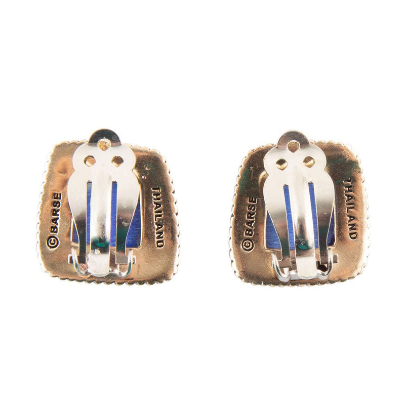 Roped Blue Lapis Golden Clip Earrings