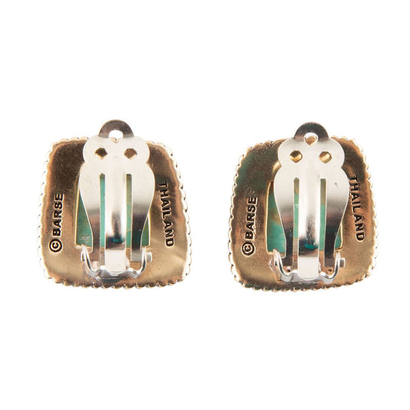 Roped Blue Turquoise Golden Clip Earrings