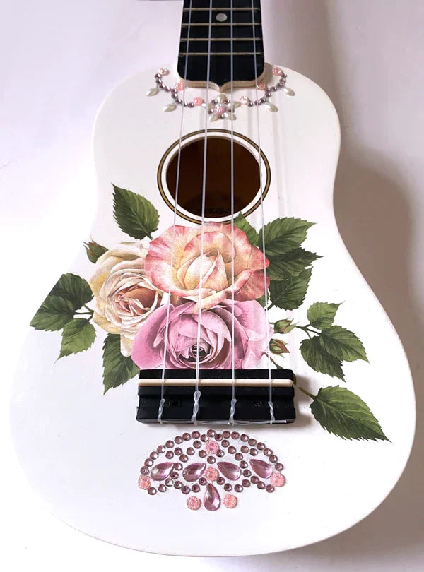 Rose Delight Ukulele with Crystals