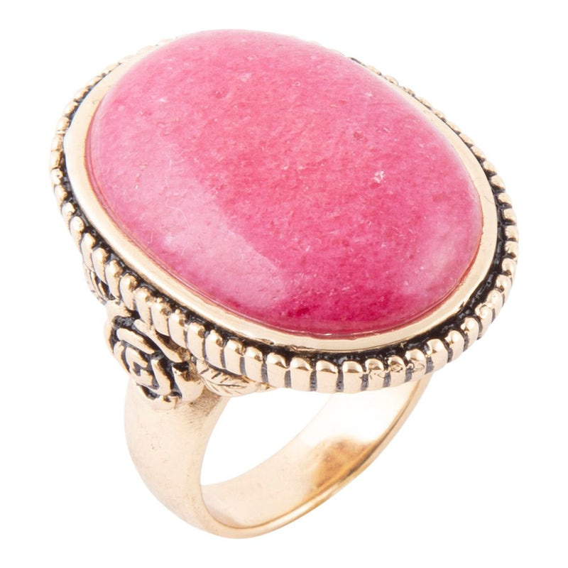 Rosie Pink Rhodonite and Golden Bronze Ring