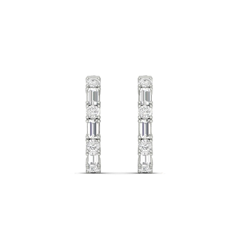 Round And Baguette Huggie Earrings