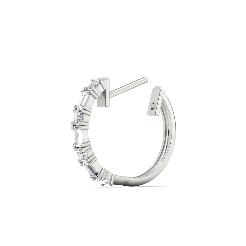 Round And Baguette Huggie Earrings