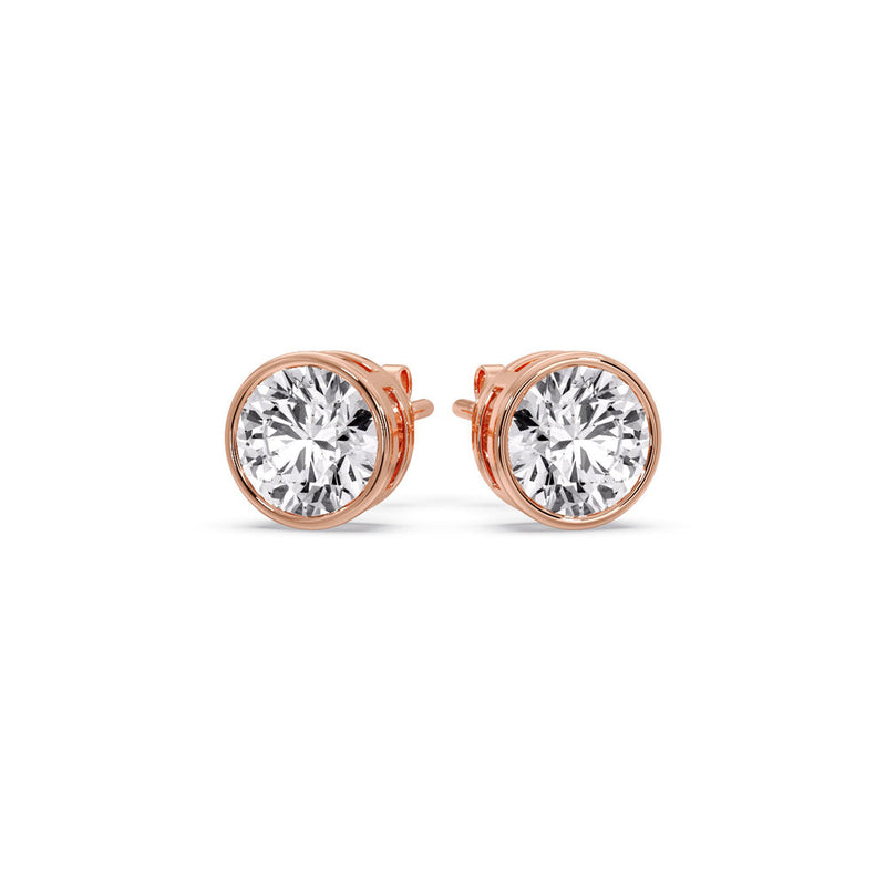 Bezel-Set Brilliant Round Diamond Solitaire Stud Earrings (1.00ct - 5.00ct)