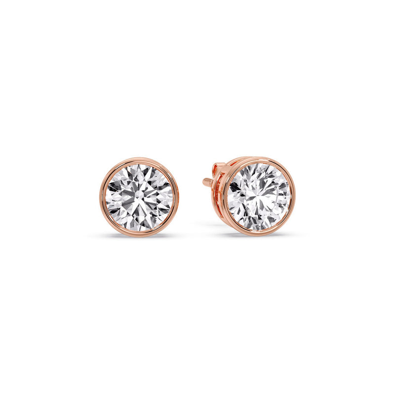 Bezel-Set Brilliant Round Diamond Solitaire Stud Earrings (1.00ct - 5.00ct)