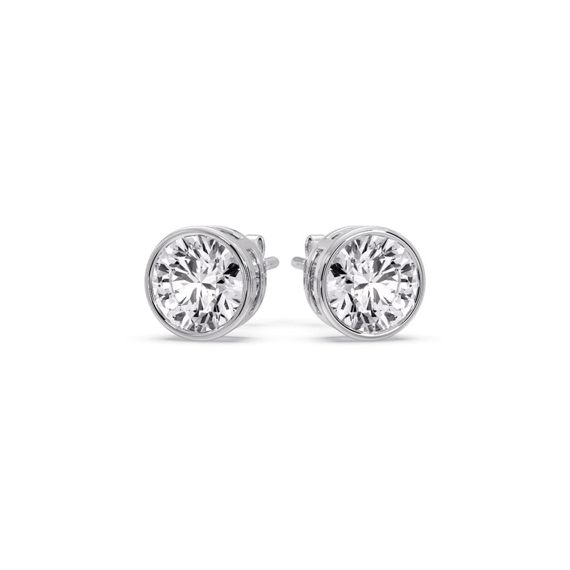 Bezel-Set Brilliant Round Diamond Solitaire Stud Earrings (1.00ct - 5.00ct)