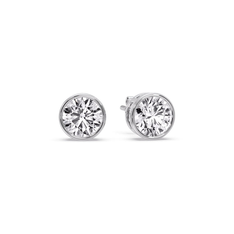 Bezel-Set Brilliant Round Diamond Solitaire Stud Earrings (1.00ct - 5.00ct)