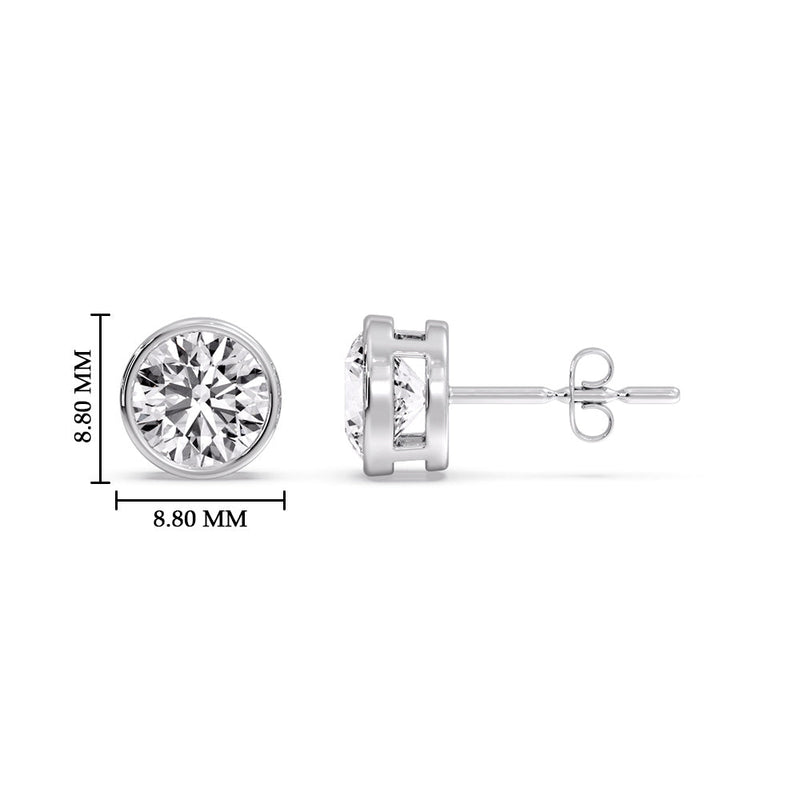 Bezel-Set Brilliant Round Diamond Solitaire Stud Earrings (1.00ct - 5.00ct)