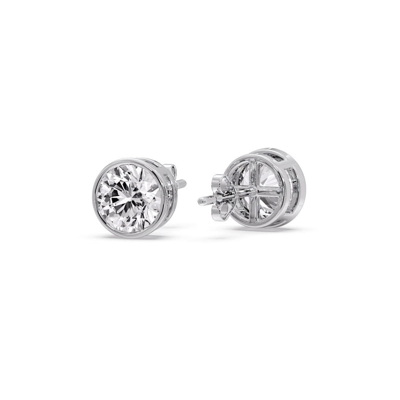 Bezel-Set Brilliant Round Diamond Solitaire Stud Earrings (1.00ct - 5.00ct)