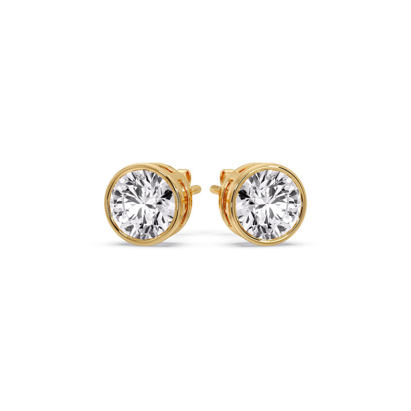 Bezel-Set Brilliant Round Diamond Solitaire Stud Earrings (1.00ct - 5.00ct)