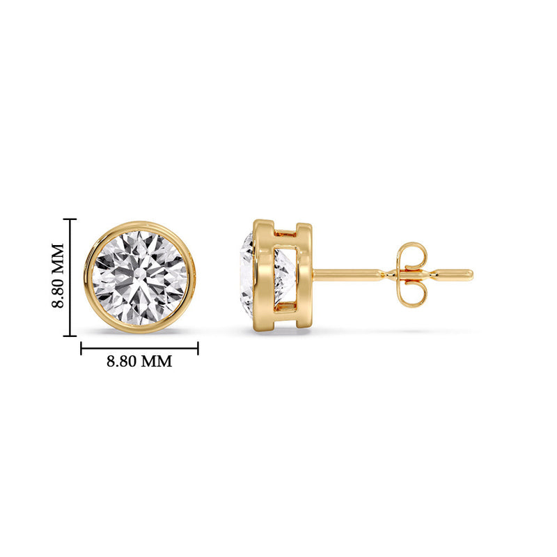 Bezel-Set Brilliant Round Diamond Solitaire Stud Earrings (1.00ct - 5.00ct)