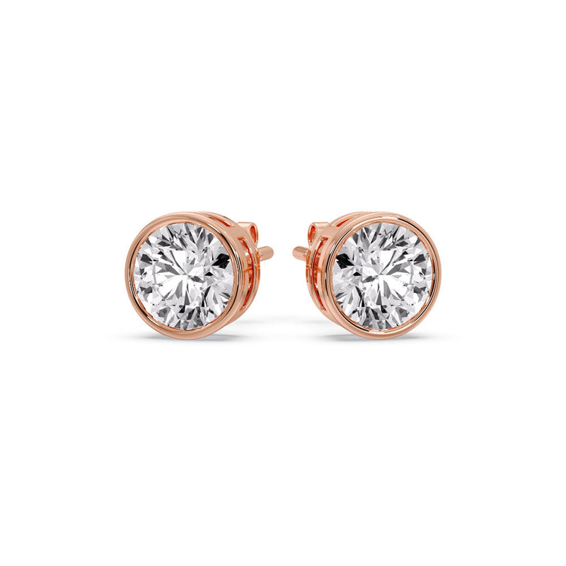 Bezel-Set Brilliant Round Diamond Solitaire Stud Earrings (1.00ct - 5.00ct)