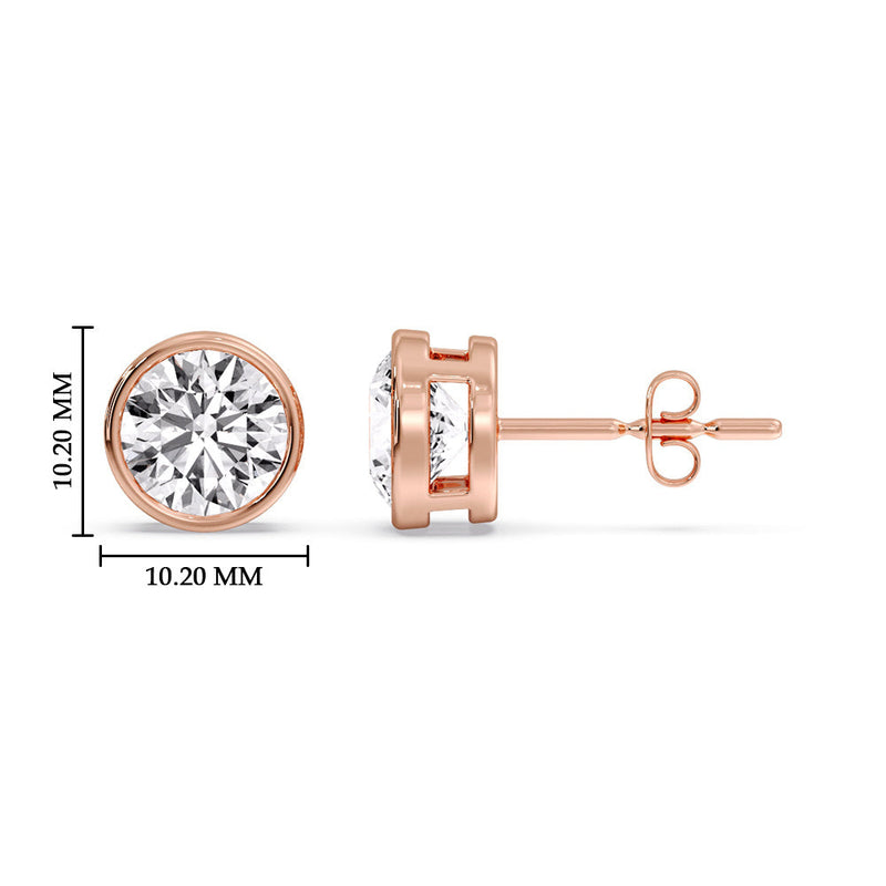 Bezel-Set Brilliant Round Diamond Solitaire Stud Earrings (1.00ct - 5.00ct)