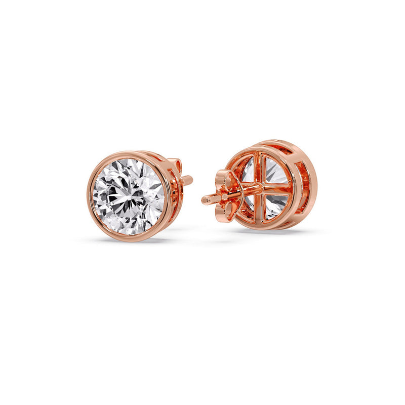 Bezel-Set Brilliant Round Diamond Solitaire Stud Earrings (1.00ct - 5.00ct)