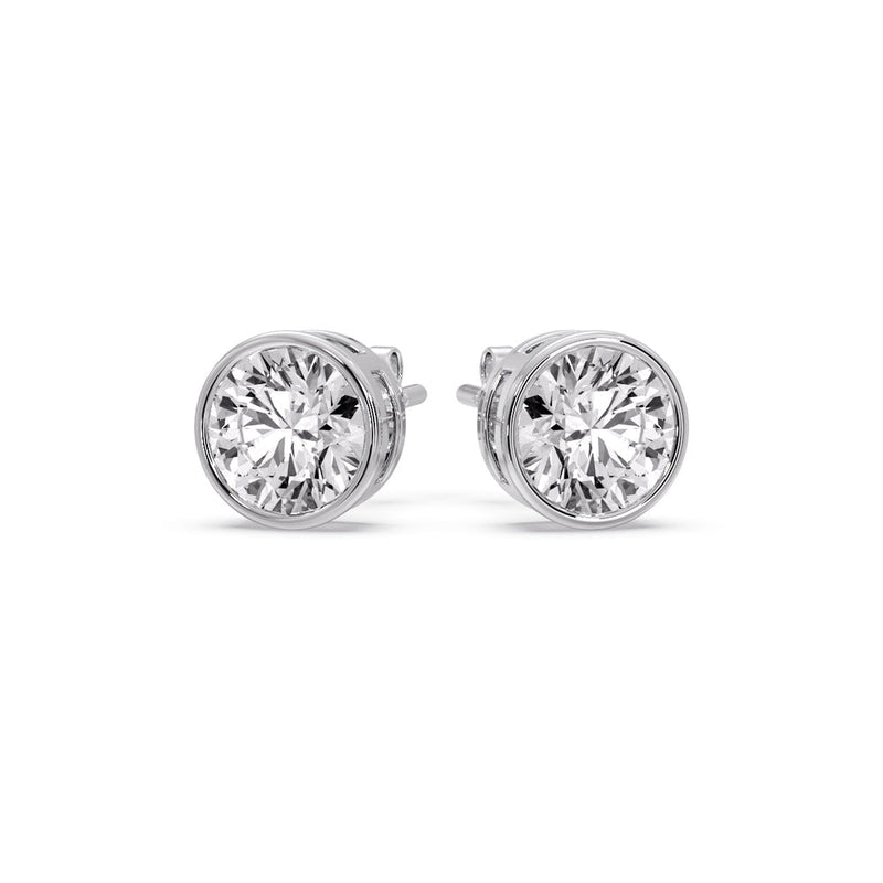 Bezel-Set Brilliant Round Diamond Solitaire Stud Earrings (1.00ct - 5.00ct)