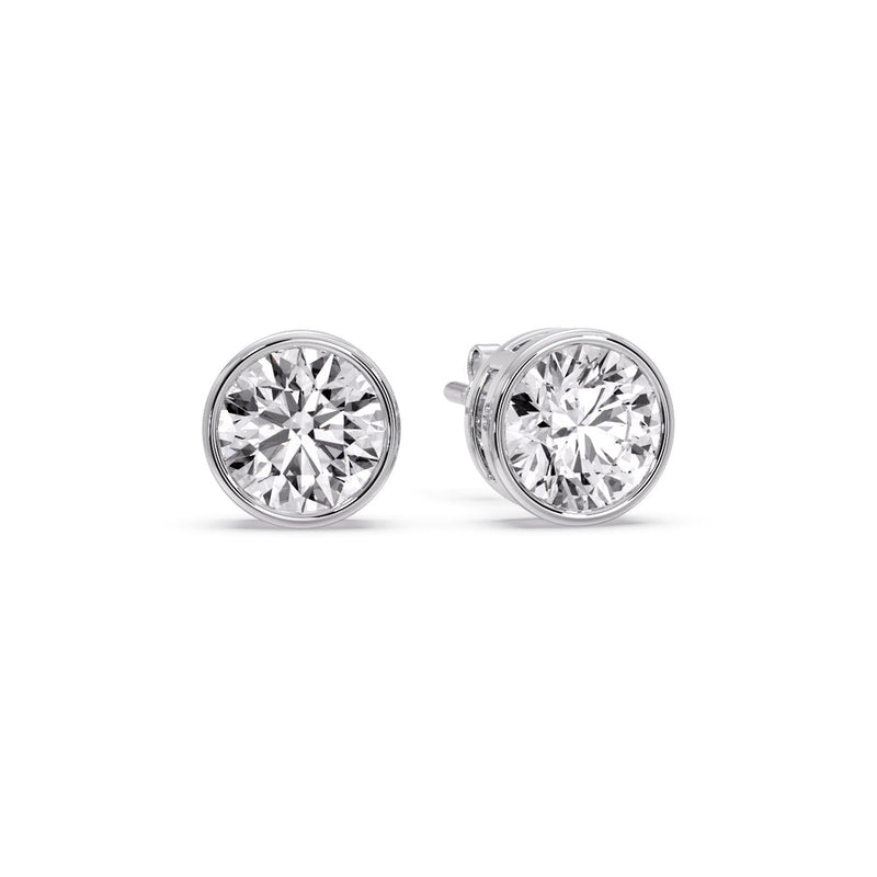 Bezel-Set Brilliant Round Diamond Solitaire Stud Earrings (1.00ct - 5.00ct)