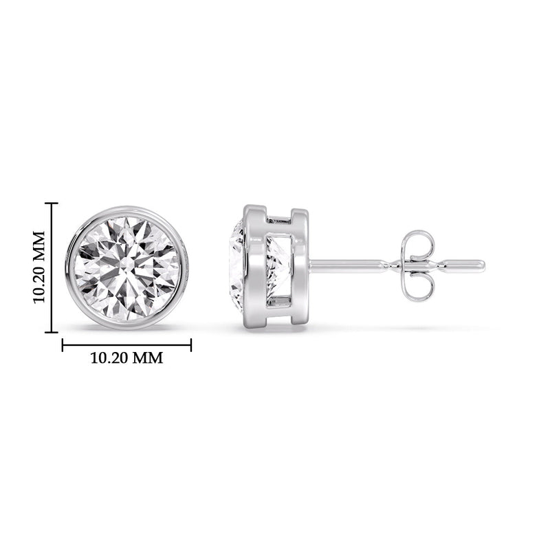 Bezel-Set Brilliant Round Diamond Solitaire Stud Earrings (1.00ct - 5.00ct)