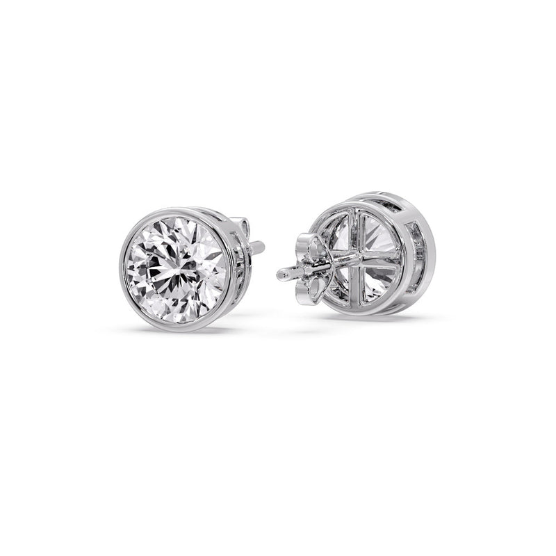 Bezel-Set Brilliant Round Diamond Solitaire Stud Earrings (1.00ct - 5.00ct)