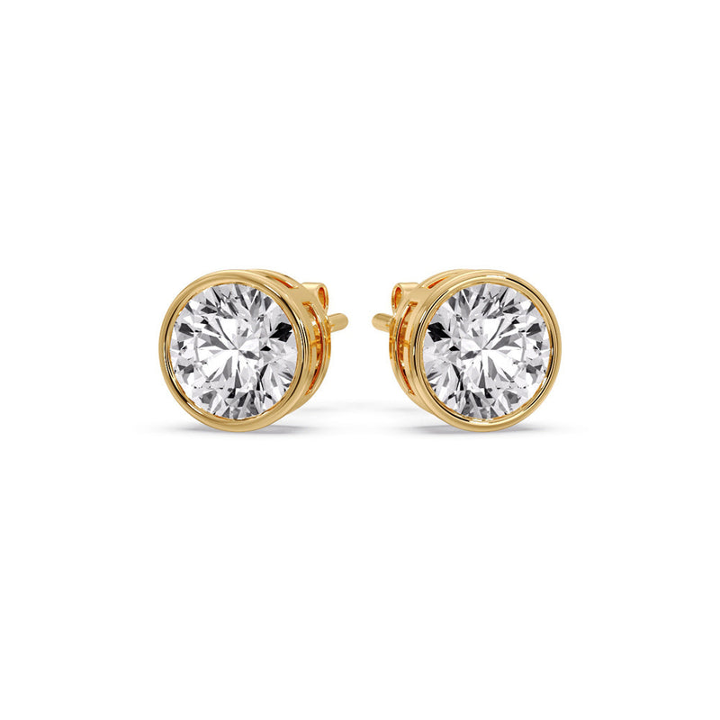 Bezel-Set Brilliant Round Diamond Solitaire Stud Earrings (1.00ct - 5.00ct)