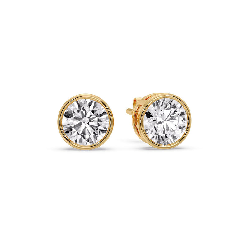 Bezel-Set Brilliant Round Diamond Solitaire Stud Earrings (1.00ct - 5.00ct)