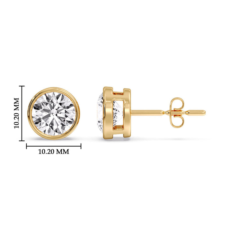 Bezel-Set Brilliant Round Diamond Solitaire Stud Earrings (1.00ct - 5.00ct)