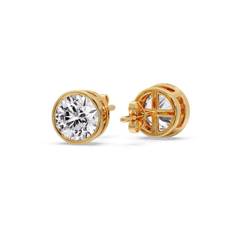 Bezel-Set Brilliant Round Diamond Solitaire Stud Earrings (1.00ct - 5.00ct)