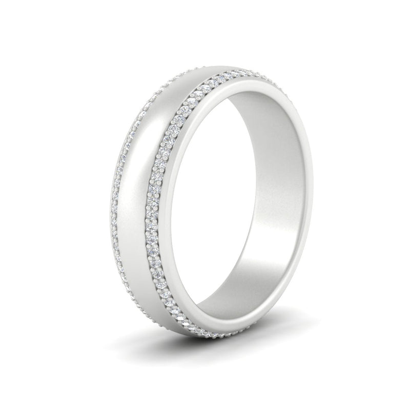 Beveled Edge Matte Eternity Mens Engagement Ring