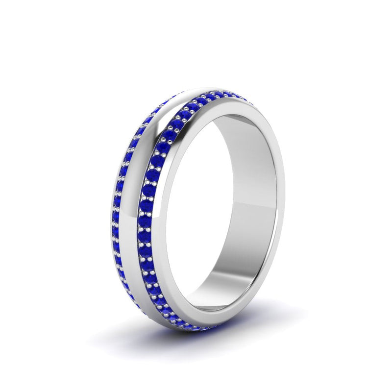 Beveled Edge Matte Eternity Mens Engagement Ring