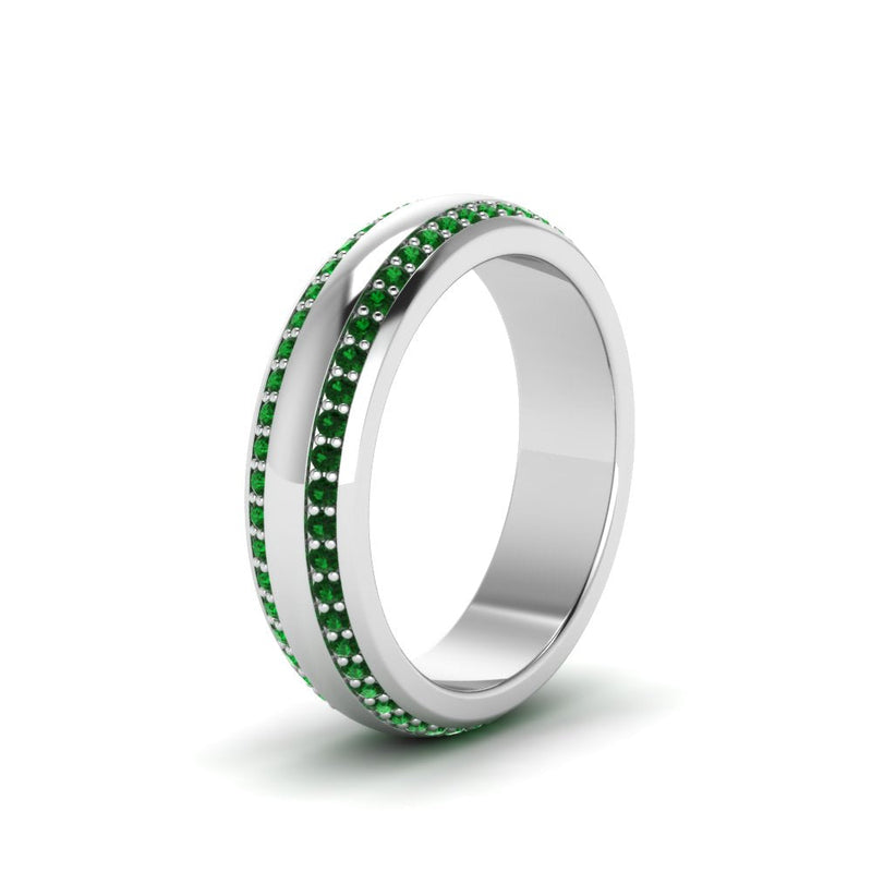 Beveled Edge Matte Eternity Mens Engagement Ring