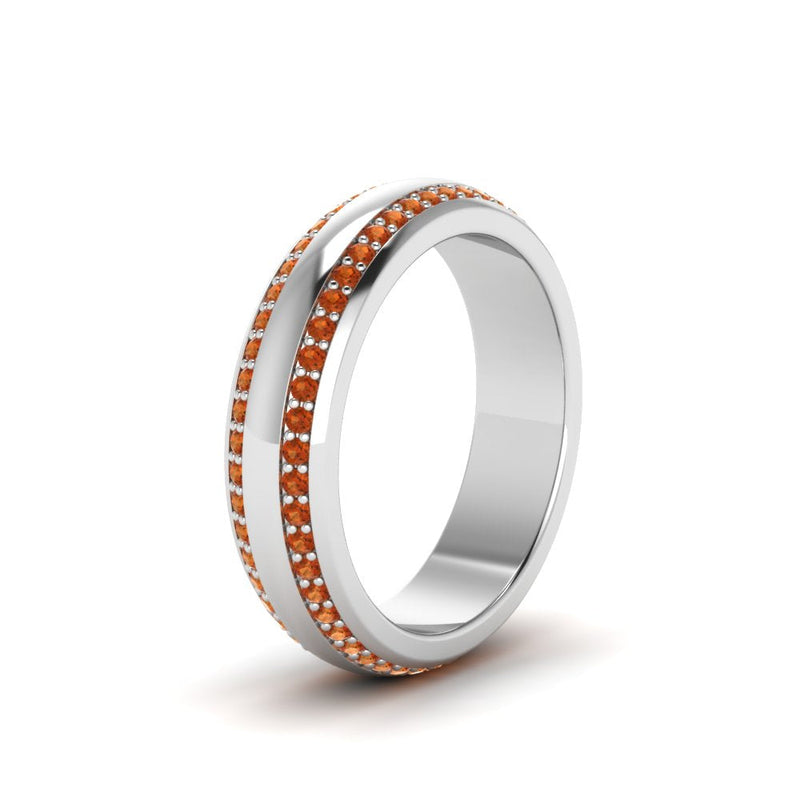 Beveled Edge Matte Eternity Mens Engagement Ring