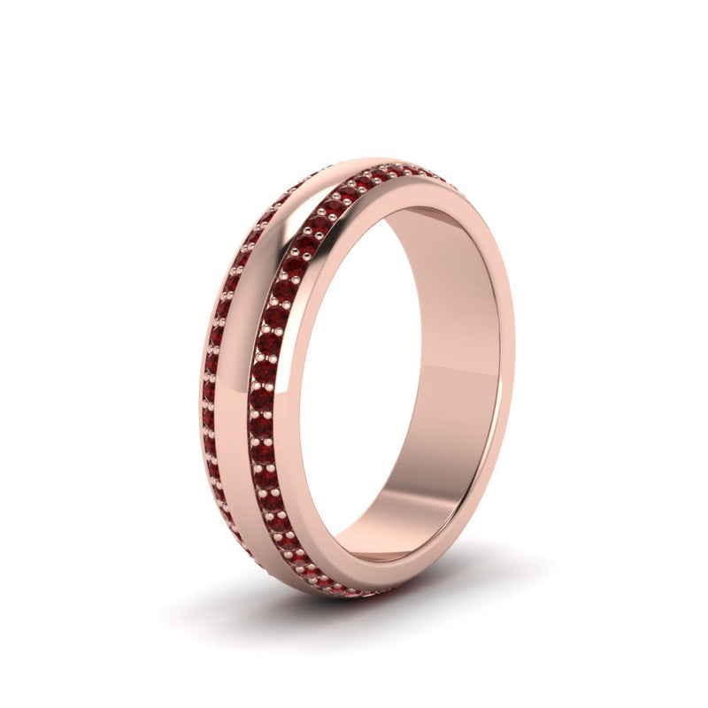 Beveled Edge Matte Eternity Mens Engagement Ring