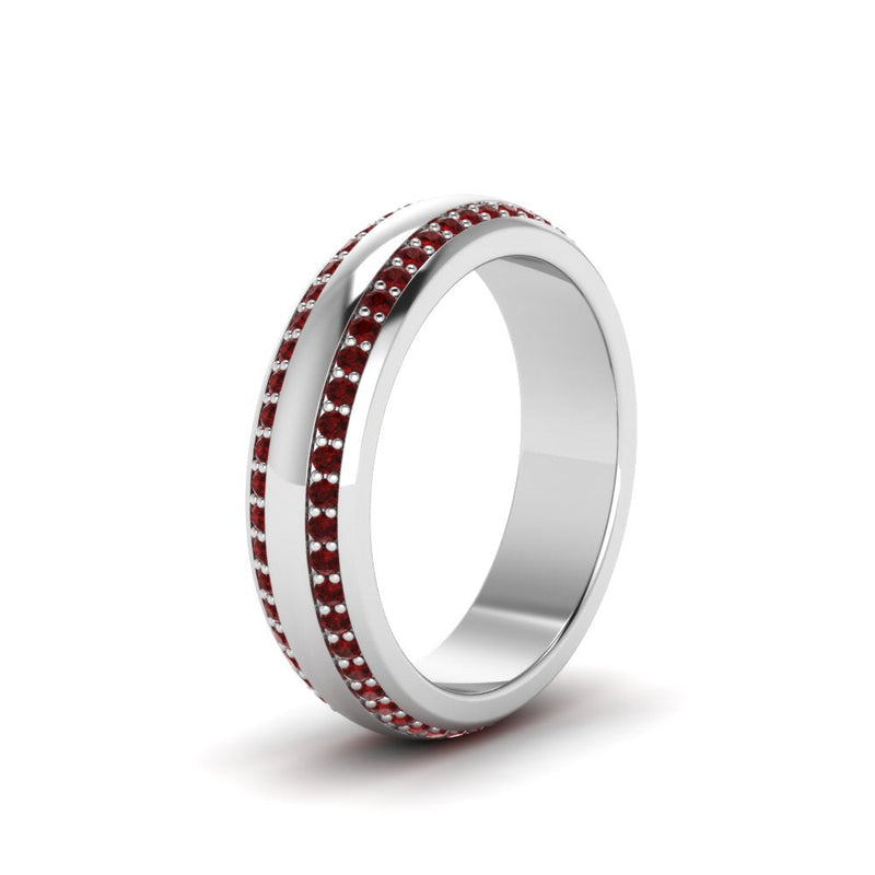 Beveled Edge Matte Eternity Mens Engagement Ring