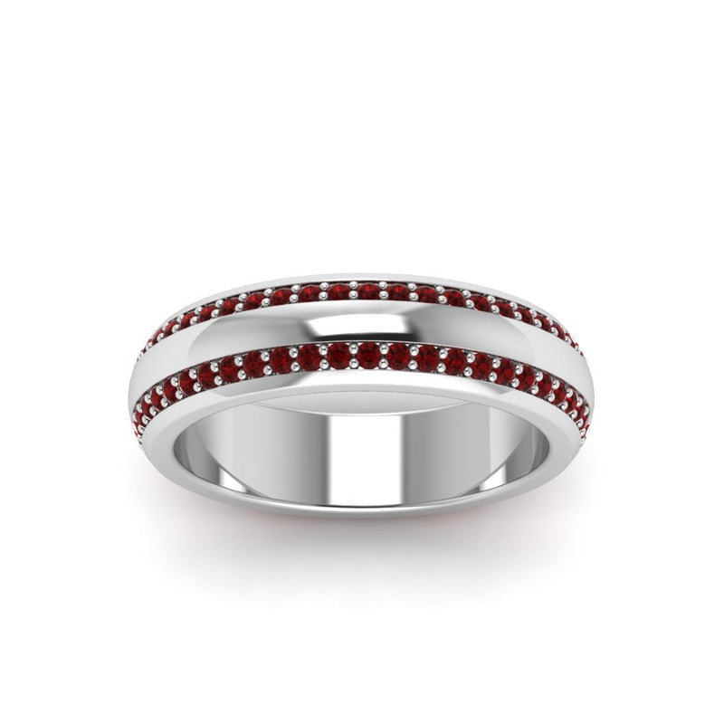 Beveled Edge Matte Eternity Mens Engagement Ring