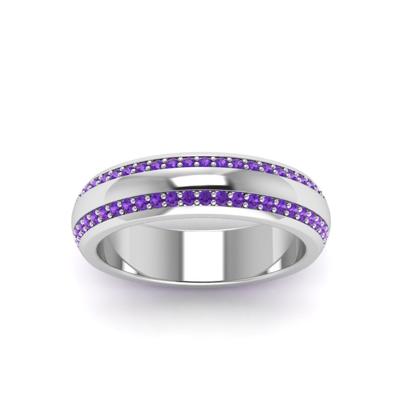 Beveled Edge Matte Eternity Mens Engagement Ring