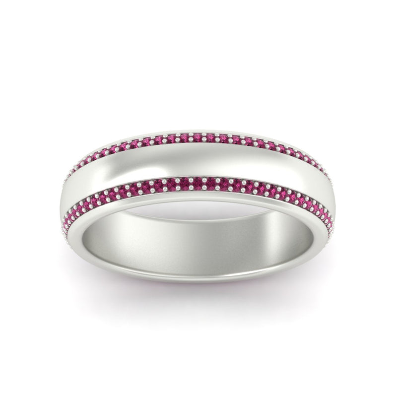 Beveled Edge Matte Eternity Mens Engagement Ring