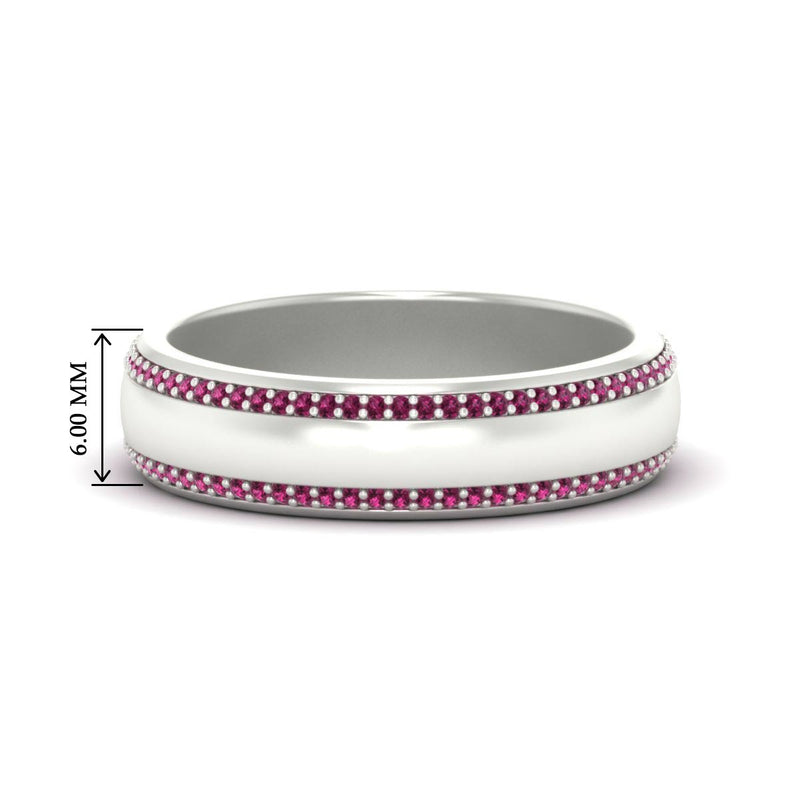 Beveled Edge Matte Eternity Mens Engagement Ring
