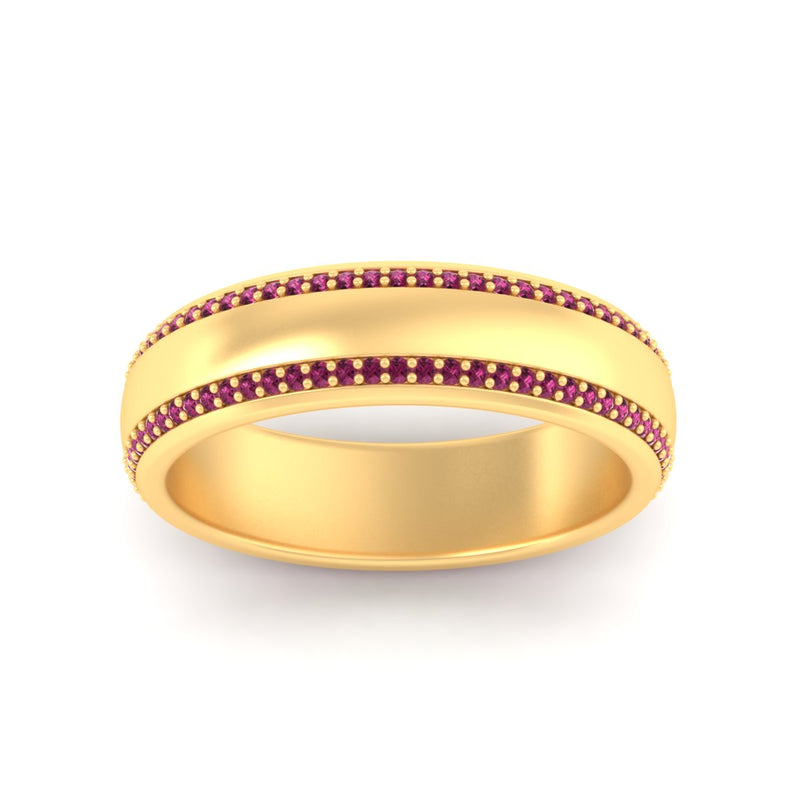 Beveled Edge Matte Eternity Mens Engagement Ring