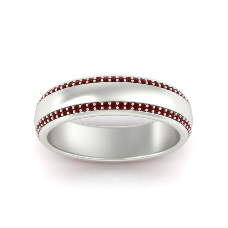 Beveled Edge Matte Eternity Mens Engagement Ring