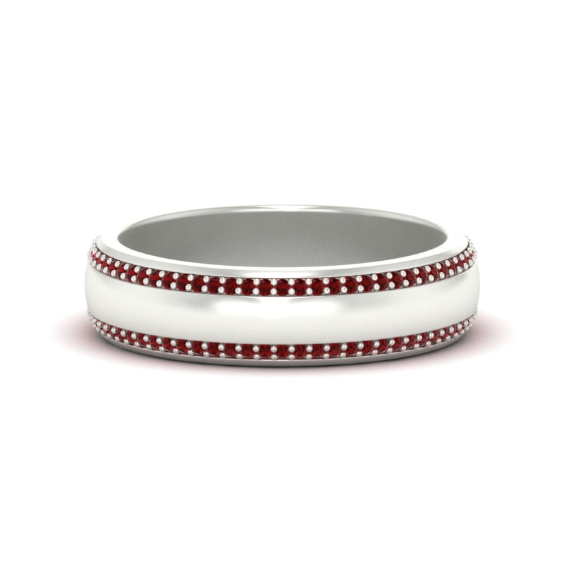 Beveled Edge Matte Eternity Mens Engagement Ring