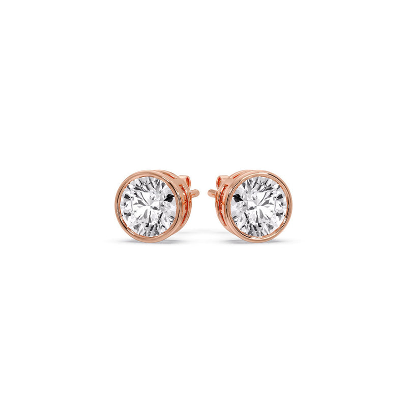 Bezel-Set Brilliant Round Diamond Solitaire Stud Earrings (1.00ct - 5.00ct)