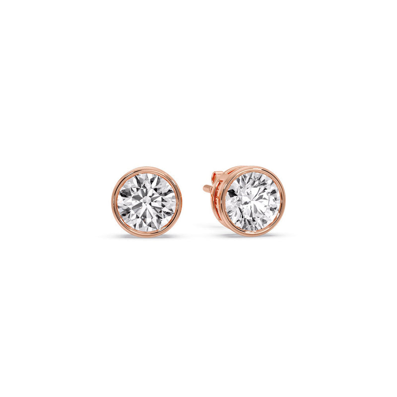 Bezel-Set Brilliant Round Diamond Solitaire Stud Earrings (1.00ct - 5.00ct)