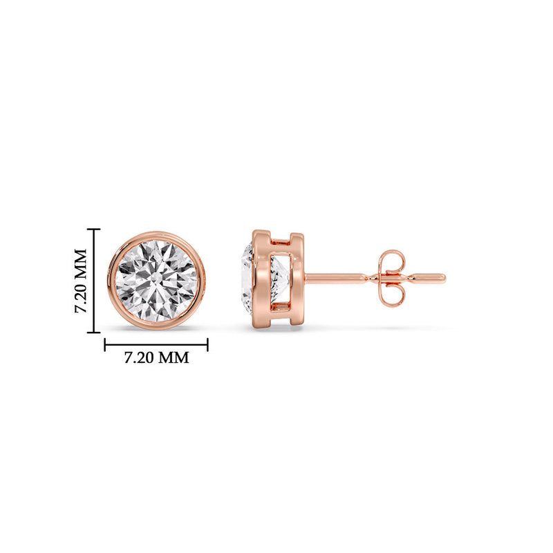 Bezel-Set Brilliant Round Diamond Solitaire Stud Earrings (1.00ct - 5.00ct)