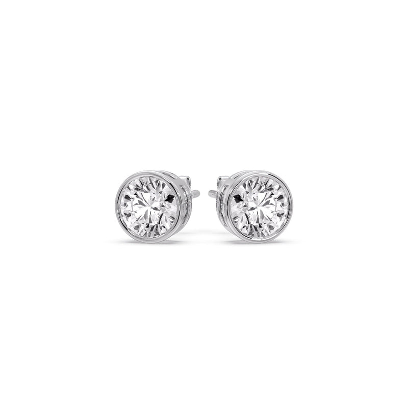 Bezel-Set Brilliant Round Diamond Solitaire Stud Earrings (1.00ct - 5.00ct)